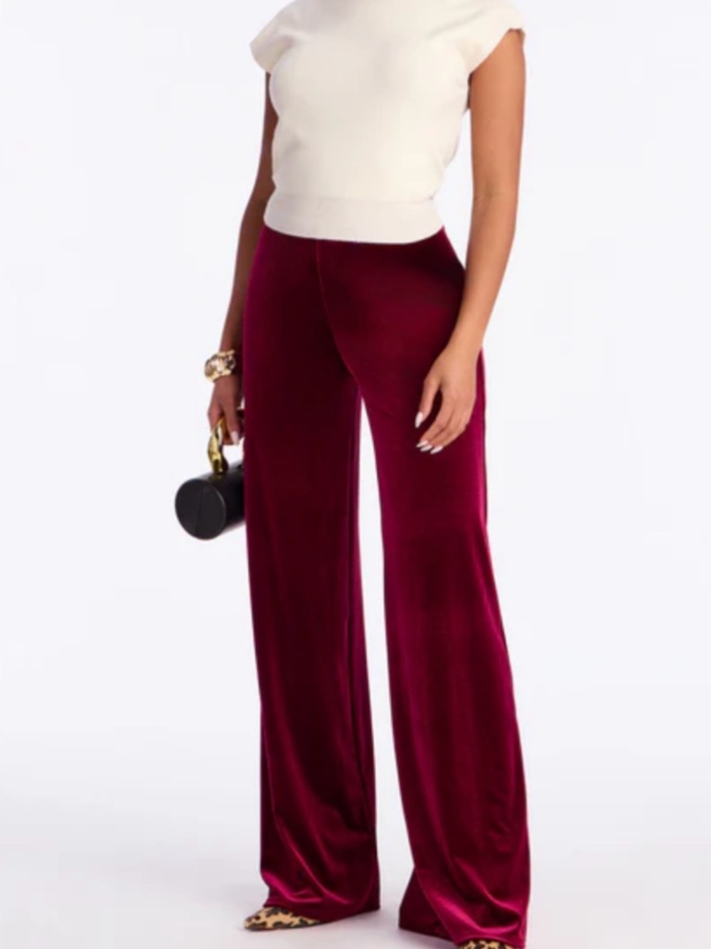 Naked Wardrobe Wide-Leg Velvet Pants